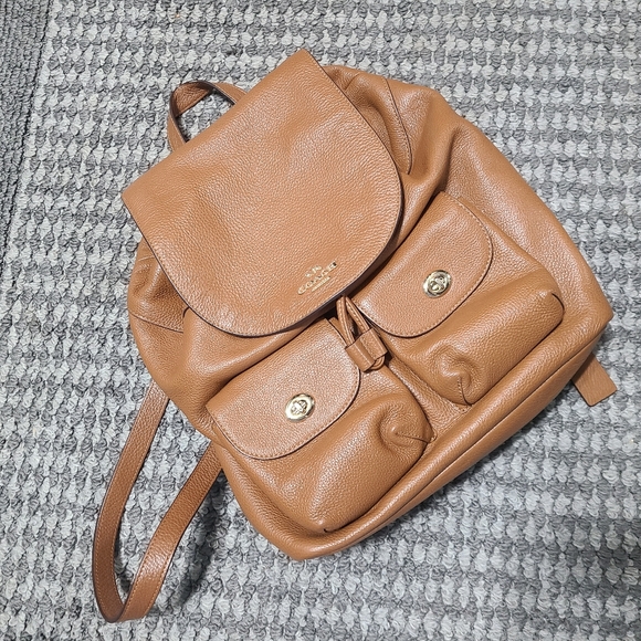 Coach Leather Billie Saddle Brown Backpack ✨️so Soft ✨️ - Picture 1 of 14